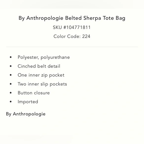 New Anthropologie Sherpa belted tote bag crossbody purse tan brown satchel - Picture 3 of 15